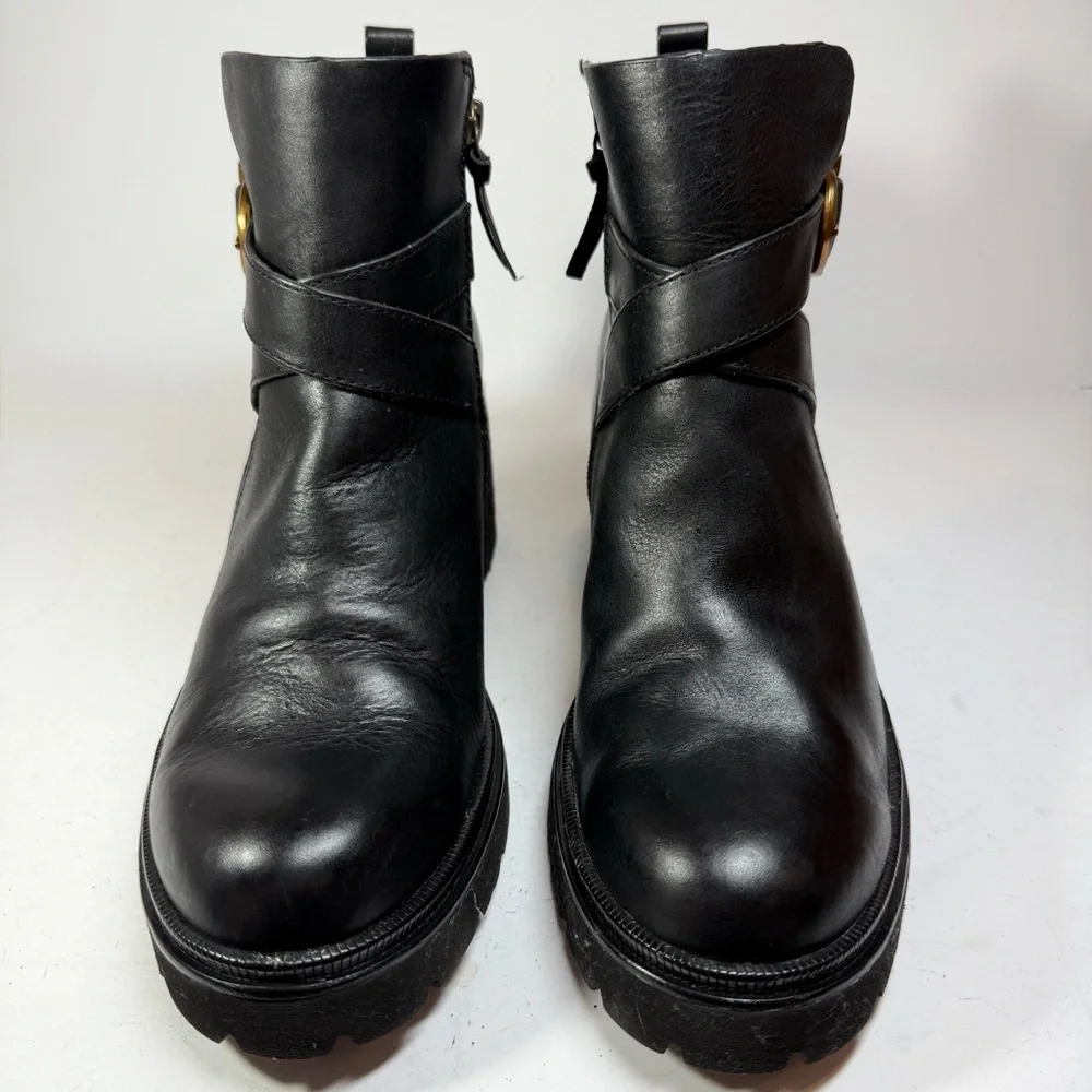 Sofft Jenine Black Leather Platform Ankle Boots Women’s Size‎ 9